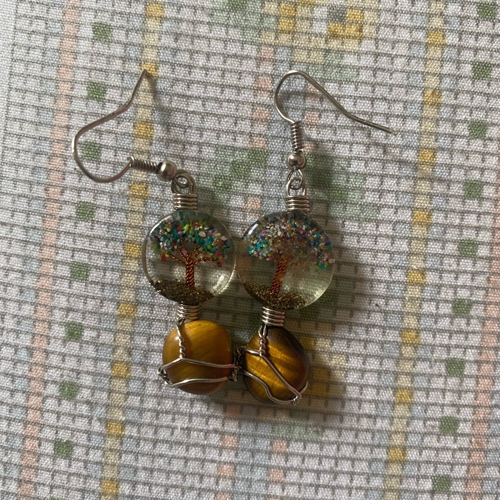 tree of life tiger’s eye earrings